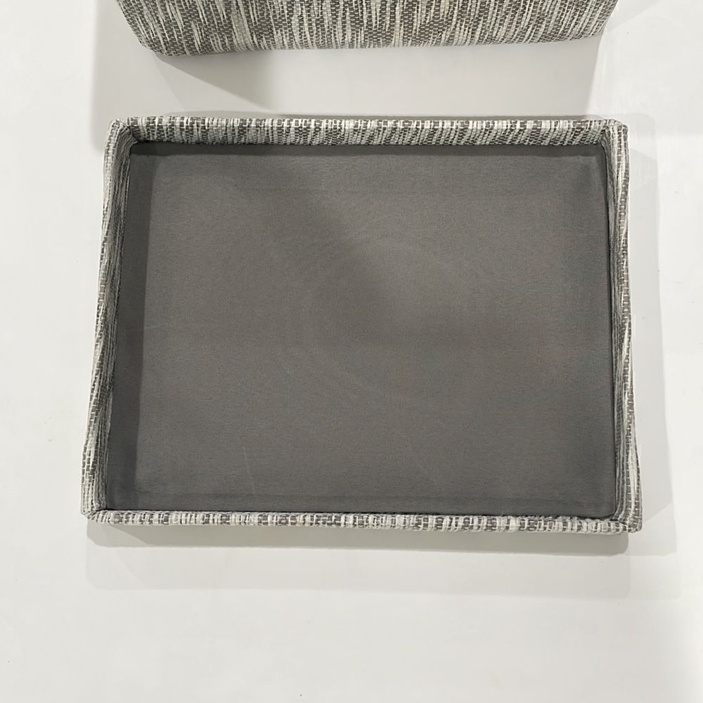 Storage box fabric Tweed storage box with handles and top  gray white 10x8x6 - Picture 4 of 5